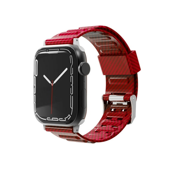 For Apple Watch Size 38/40/41mm Sport Bands Carbon Fiber Design Rubber TPU Replacement Band Strap for iWatch Series 7/SE/6/5/4/3/2/1 Cover ,Xpm Phone Case [Red]