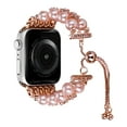 thumbnail image 1 of For Apple Watch Size Ultra 49/42/44/45mm Pearls Strand Beautiful Metal Watchband - Pearl Pink, 1 of 3