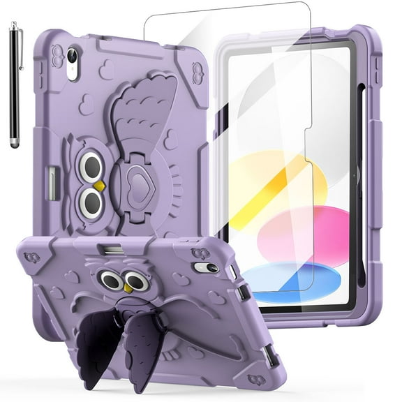 For Apple iPad (A16) 11inch 2025 Case Heavy Duty Shockproof Kickstand Cover Owl Wings Kickstand Heavy Duty Shockproof Protective Tablet Cases