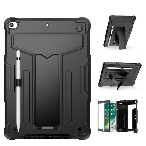 For Apple iPad Air 11 (M3) 2025 / Air 11inch 2024 Tablet Vertical 3in1 Tough Hybrid Kickstand - Black/Black