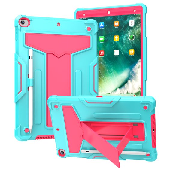 For Apple iPad Pro 11inch 2024 Tablet Vertical 3in1 Tough Hybrid Kickstand - Teal/Hot Pink