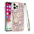 thumbnail image 1 of For Apple iPhone 11 (6.1") Bling Crystal 3D Full Diamonds Luxury Sparkle Rhinestone Hybrid Protective Cover ,Xpm Phone Case [ Pink Pearl Flowers Perfume ], 1 of 5