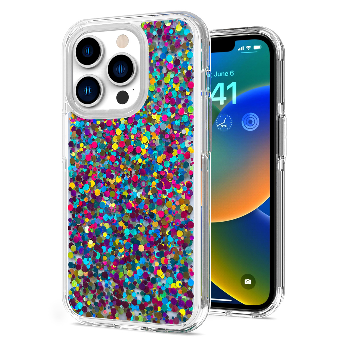 for Apple iPhone 11 (6.1 inch) Colorful Glitter Bling Sparkle Epoxy Glittering Shining Hybrid Hard PC Silicone Shockproof Cover ,Xpm Phone Case [