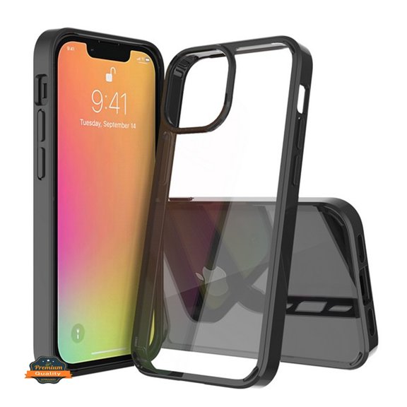 For Apple iPhone 11 (6.1") Crystal HD Clear Back Panel PC + TPU Bumper Frame Hybrid Thin Slim Hard Shockproof Defender Phone Case Cover by Xpression - Black