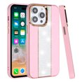 thumbnail image 1 of For Apple iPhone 11 /6.1" Fashion Leather Bling Diamonds Rhinestone Sparkle Shiny Hybrid Chrome Camera Edge Shockproof Cover ,Xpm Phone Case [ Pink ], 1 of 3