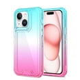 thumbnail image 1 of For Apple iPhone 11 (6.1") Hybrid 3in1 Clear Two Color Tone Transparent Shockproof Rubber TPU + Hard Protective Frame Cover ,Xpm Phone Case [ Blue Teal + Pink ], 1 of 5