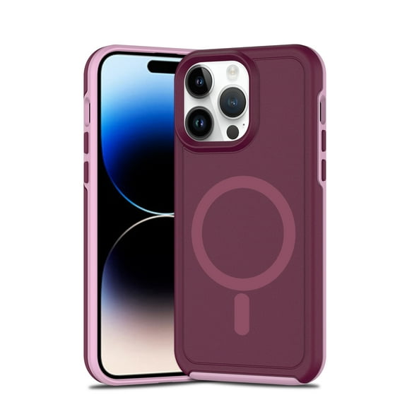 For Apple iPhone 11 (6.1") Magnetic Circle Guard Fused Compatible with MagSafe Heavy-Duty Tough Hybrid Slim Shockproof Cover ,Xpm Phone Case [ Burgundy ]