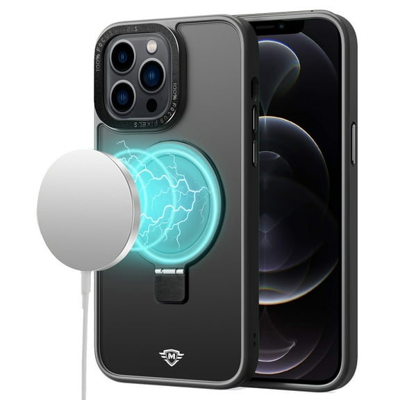 For Apple iPhone 11 /6.1" Premium Magnetic Metal Matte Built-in Compatible with MagSafe Stand Hybrid Shock TPU Cover ,Xpm Phone Case [ Black ]