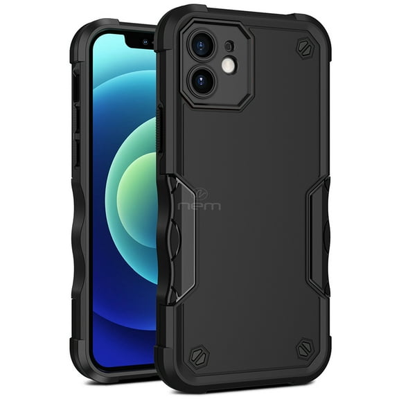 For Apple iPhone 11 6.1 inch Non Slip Dual Layer Shockproof Protective Hybrid Case Cover Black
