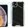 thumbnail image 1 of For Apple iPhone 11 Case, Hybrid Bumper Phone Case, with Tempered Glass Screen Protector, by OneToughShield ® - Marble / Black, 1 of 3