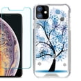 thumbnail image 1 of For Apple iPhone 11 Case, Hybrid Bumper Phone Case, with Tempered Glass Screen Protector, by OneToughShield ® - Snowflakes Tree, 1 of 3