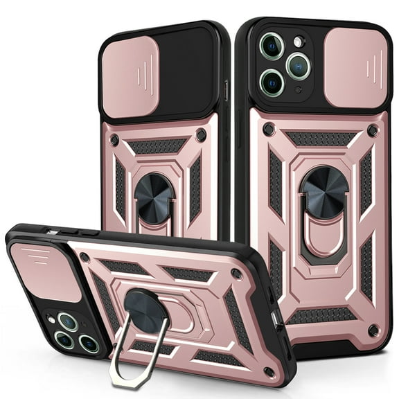 For Apple iPhone 11 Case, Ring Kickstand Magnetic & Slide Camera Protector Military-Grade Hybrid Rugged Drop Protection Phone Cover