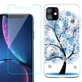 thumbnail image 1 of For Apple iPhone 11 Case , Slim-Fit TPU Protective Phone Case with Tempered Glass Screen Protector, by OneToughShield ® - Snowflakes Tree, 1 of 3