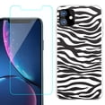 thumbnail image 1 of For Apple iPhone 11 Case , Slim-Fit TPU Protective Phone Case with Tempered Glass Screen Protector, by OneToughShield ® - Zebra B/W, 1 of 3