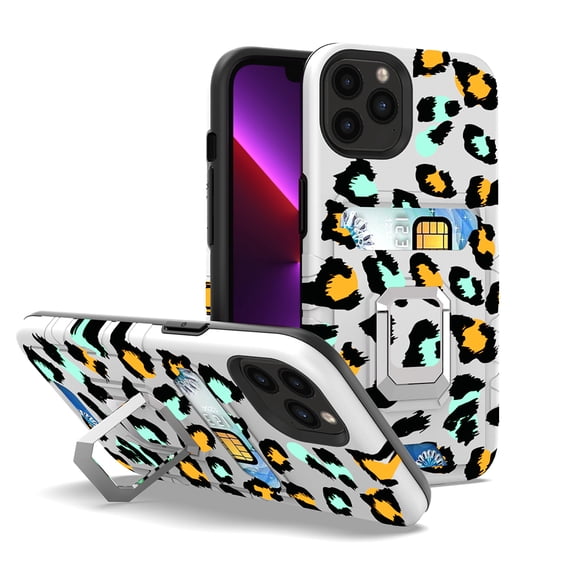 For Apple iPhone 11 Design Card Holder Phone Case with Magnetic Ring Stand