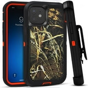 For Apple iPhone 11 Heavy Duty Defender Armor Hybrid Case Cover With Clip Camouflage/Orange