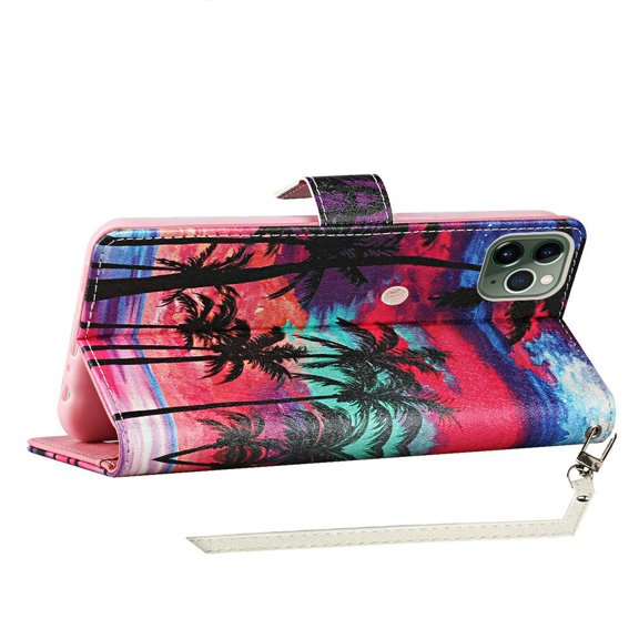 For Apple iPhone 11 PRO (XI 5.8) Vegan Design Wallet ID Card Case Cover - Beautiful Island