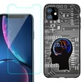 thumbnail image 1 of For Apple iPhone 11 Phone Case , Slim-Fit TPU Protective Case (Black), with Tempered Glass Screen Protector, by OneToughShield ® - Electric Brain, 1 of 3