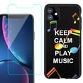 thumbnail image 1 of For Apple iPhone 11 Phone Case , Slim-Fit TPU Protective Case (Black), with Tempered Glass Screen Protector, by OneToughShield ® - Keep Calm Music, 1 of 3