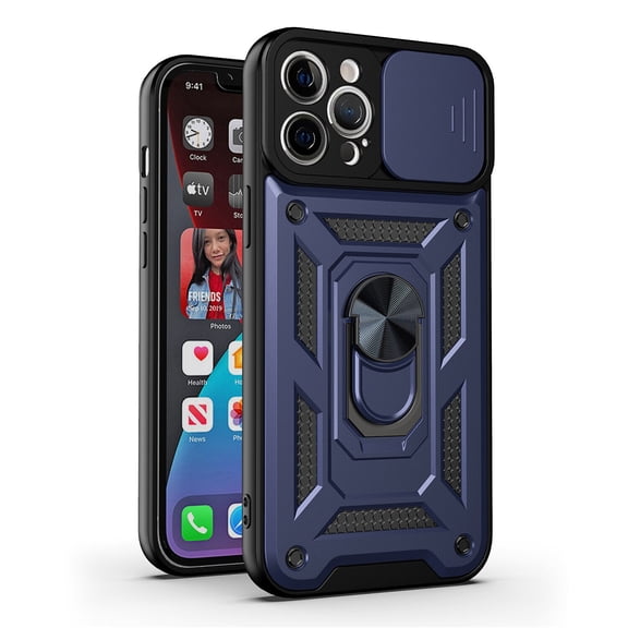 For Apple iPhone 11 Pro Camera Slide Lens Protect Magnetic Hybrid Ring Holder Stand Case Cover