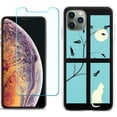 thumbnail image 1 of For Apple iPhone 11 Pro Case , Slim-Fit TPU Protective Phone Case with Tempered Glass Screen Protector, by OneToughShield ® - Moon/Cat, 1 of 3