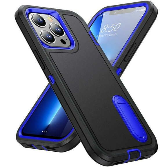 For Apple iPhone 11 Pro Max (6.5") Hybrid 3 Layers Hard Shockproof with Kickstand Heavy Duty TPU Rubber Anti-Drop Cover ,Xpm Phone Case [ Black / Blue ]