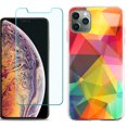 thumbnail image 1 of For Apple iPhone 11 Pro Max Phone Case , Slim-Fit TPU Case with Tempered Glass Screen Protector, by OneToughShield ® - Polygon, 1 of 3