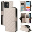 thumbnail image 1 of For Apple iPhone 11 Wallet Case Magnetic Flip Cover 9-Card Slots Zipper Pocket With Detachable Shoulder Strap And Wrist Strap,Beige,For iPhone 11, 1 of 5