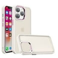 thumbnail image 1 of For Apple iPhone 11 (XI6.1) Polished Oil Thick Acrylic Metal Button Hybrid Case Cover - Beige, 1 of 3