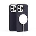 thumbnail image 1 of For Apple iPhone 12 /12 Pro (6.1") MagSafe Compatible Original Invisible Circle PU Leather Hybrid Slim Colored Buttons Cover ,Xpm Phone Case [ Ink Navy Blue ], 1 of 5