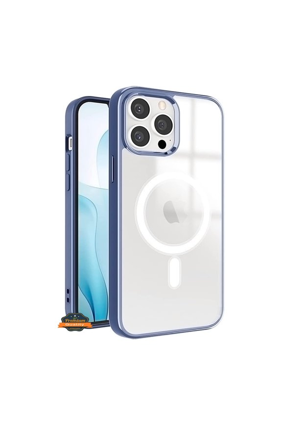 For Apple iPhone 12 /12 Pro Hybrid Clear Transparent Colors Edge Bumper with Magsafe Compatible, Ultra Slim Hard PC Phone Case Cover by Xpression - Blue Navy