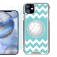 thumbnail image 1 of For Apple iPhone 12 Case, iPhone 12 Pro Case, Hybrid Bumper Phone case, with Tempered Glass Screen Protector, by OneToughShield ® - Chevron/Teal/Volleyball, 1 of 3