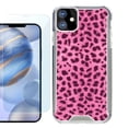 thumbnail image 1 of For Apple iPhone 12 Case, iPhone 12 Pro Case, Hybrid Bumper Phone case, with Tempered Glass Screen Protector, by OneToughShield ® - Cheetah Pink, 1 of 3