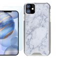 thumbnail image 1 of For Apple iPhone 12 Case, iPhone 12 Pro Case, Hybrid Bumper Phone case, with Tempered Glass Screen Protector, by OneToughShield ® - Marble / Clouds, 1 of 3
