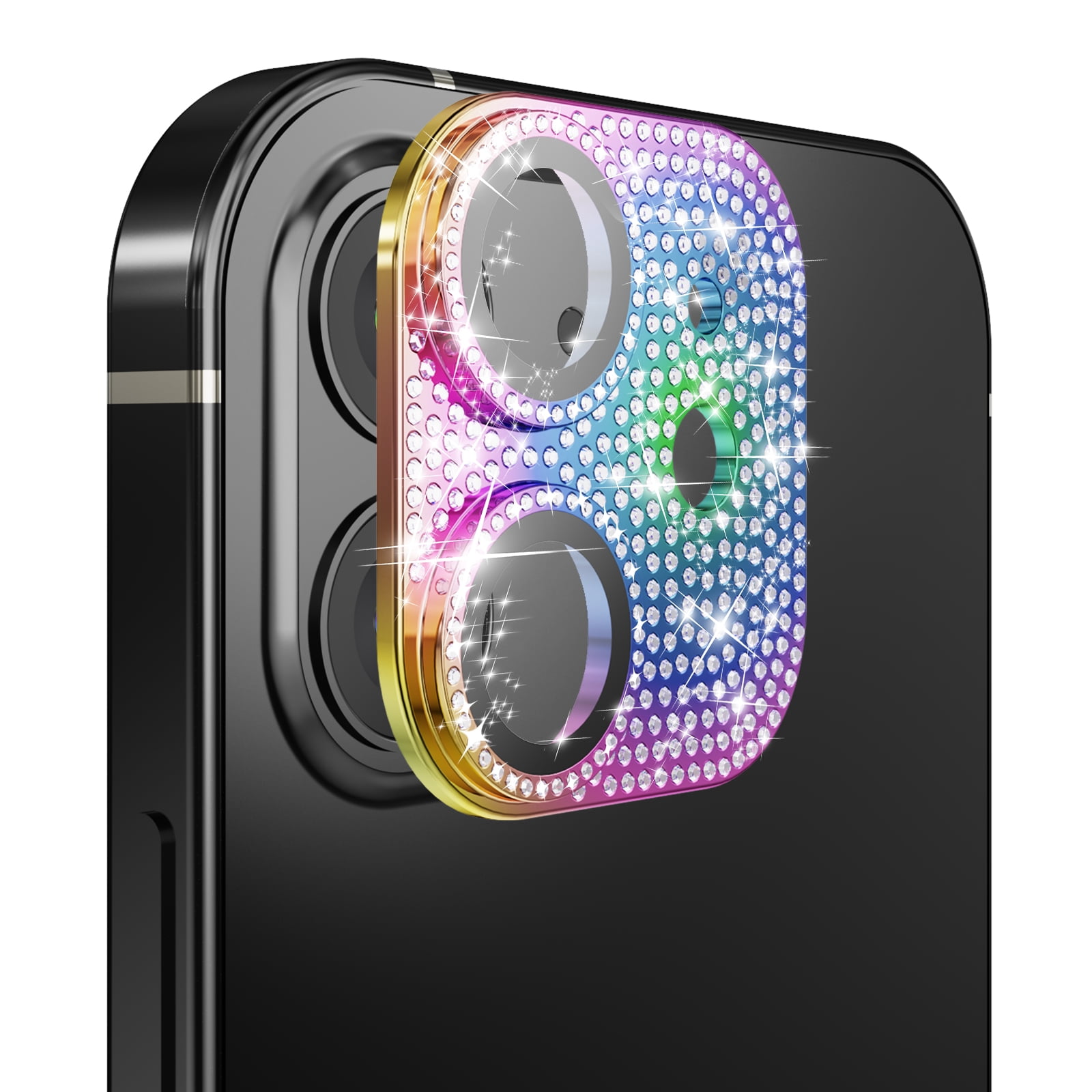 For Apple iPhone 12 Diamond Bling Camera Lens Full Tempered Glass ...