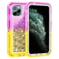 thumbnail image 1 of For Apple iPhone 12 Mini 5.4 inch Tough Defender Sparkling Liquid Glitter Heart Case Cover Pink/Gold, 1 of 4