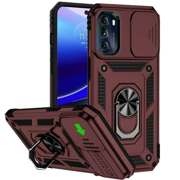 For Apple iPhone 12 Pro Max Case with Stand, Camera Lens Protection & 360° Rotate Ring, Shockproof, Soft Bumper Cover ,Xpm Phone Case [ Burgundy ]