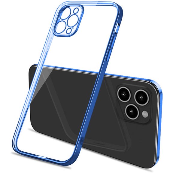 For Apple iPhone 12 Pro / Phone 12 6.1 inch Metallic Chrome Hybrid Shockproof Protective Case Cover Blue
