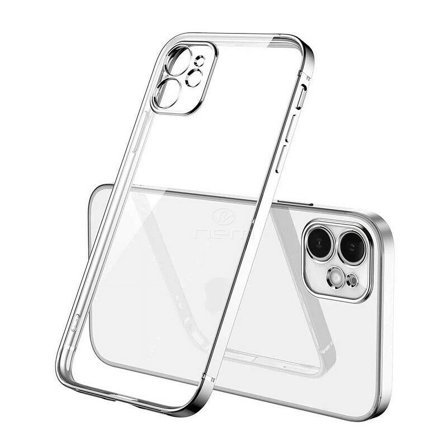 For Apple iPhone 12 Pro / Phone 12 6.1 inch Metallic Chrome Hybrid Shockproof Protective Case Cover Silver