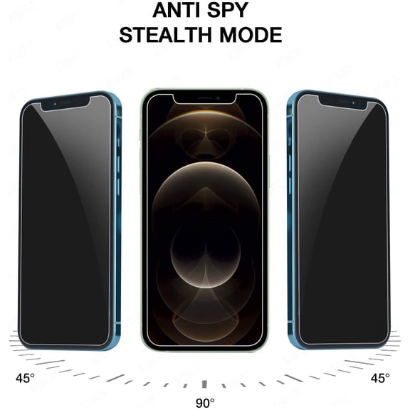 For Apple iPhone 12 /iPhone 12 Pro (6.1") Privacy Tempered Glass Screen Protector Anti Spy Case Friendly Black Screen Protector Cover [ Black ]