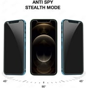 For Apple iPhone 12 /iPhone 12 Pro 6.1" Privacy Tempered Glass Screen Protector Anti Spy Case Friendly Black Screen Protector Cover [ Black ]