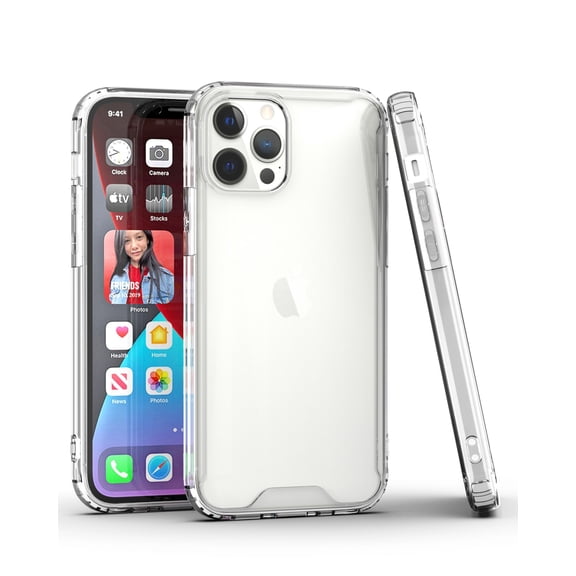 For Apple iPhone 13 (6.1") Colored Shockproof Transparent Hard Rubber TPU Hybrid Bumper Shell Thin Slim Protective Cover ,Xpm Phone Case [ Clear ]