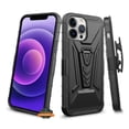 thumbnail image 1 of For Apple iPhone 13 (6.1") Hybrid Armor Kickstand with Swivel Belt Clip Holster Heavy Duty 3 in 1 Defender Shockproof Rugged Phone Case Cover by Xpression [Black], 1 of 9