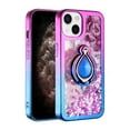 thumbnail image 1 of For Apple iPhone 13 6.1 inch Sparkling Glitter Liquid Floating Hearts Stars Magnetic Ring Stand Case Cover Pink/Blue, 1 of 5
