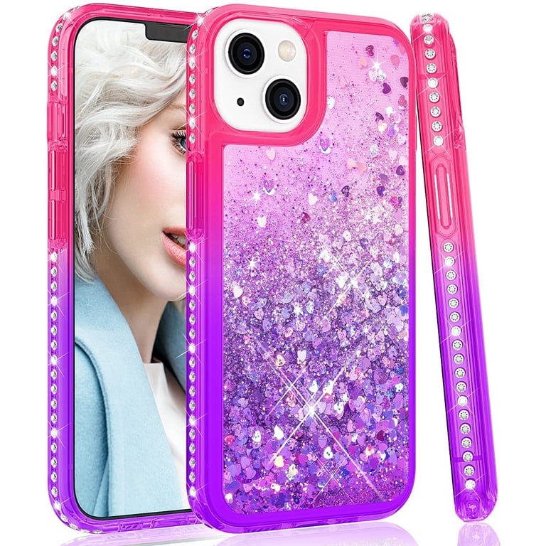 For Apple iPhone 13 Pro (6.1 inch) Gradient Quicksand Glitter Flowing Liquid Floating Bling Diamond TPU Rubber Hybrid Phone Case Cover by Xpression [