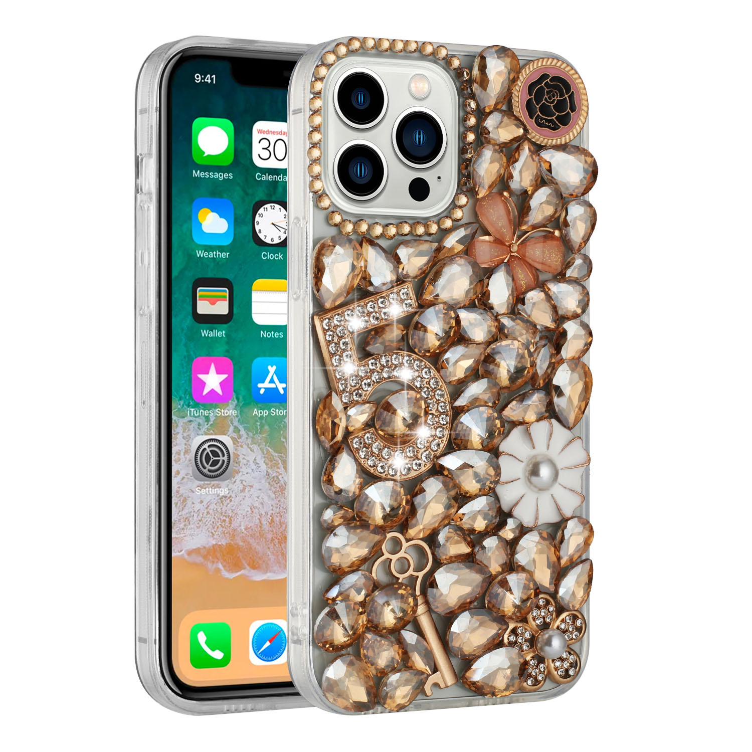 For Apple iPhone 13 Pro Bling Crystal 3D Full Diamonds Luxury