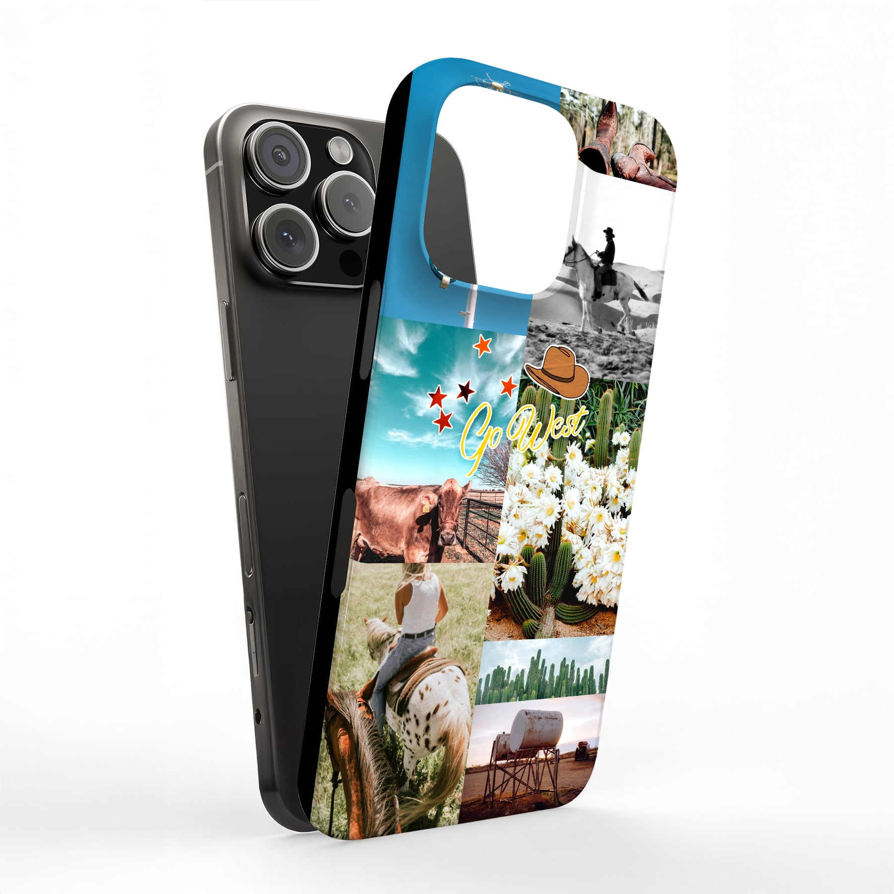 For Apple iPhone 13 Pro Hard Shell Case Go West Collage Print USA For Apple iPhone 13 Pro Hard Shell Case Go West Collage Print USA