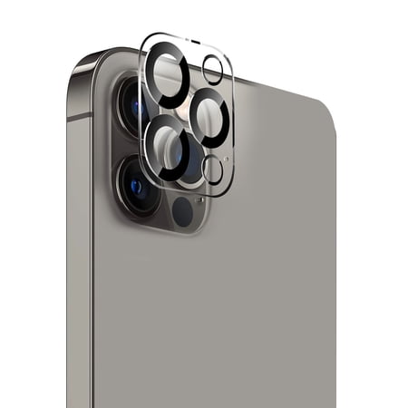 For Apple iPhone 13 Pro Max (6.7") Camera Lens Transparent Tempered Glass Black Edge Back Camera Protector, Case Friendly, Easy Installation Cover [Clear]