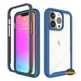 thumbnail image 1 of For Apple iPhone 13 Pro Max (6.7") Full Body Slim Hybrid Double Layer Hard + TPU Transparent Back Rugged Shockproof Phone Case Cover by Xpression [Clear / Blue], 1 of 9
