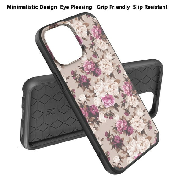 For Apple iPhone 13 Pro Max (6.7") Graphic Design Pattern Hard TPU Protection Hybrid Shockproof Armor Rugged Bumper Cover ,Xpm Phone Case [Floral Bouquet]
